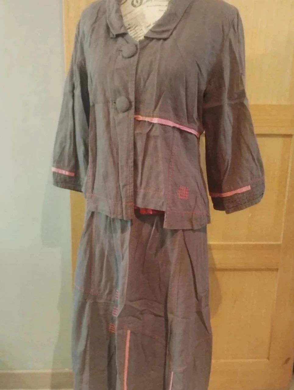 Ensemble 3 pièces, Jupe/débardeur/veste, roze/grijs, Nid d'Abeille, T3/4 – photo 2